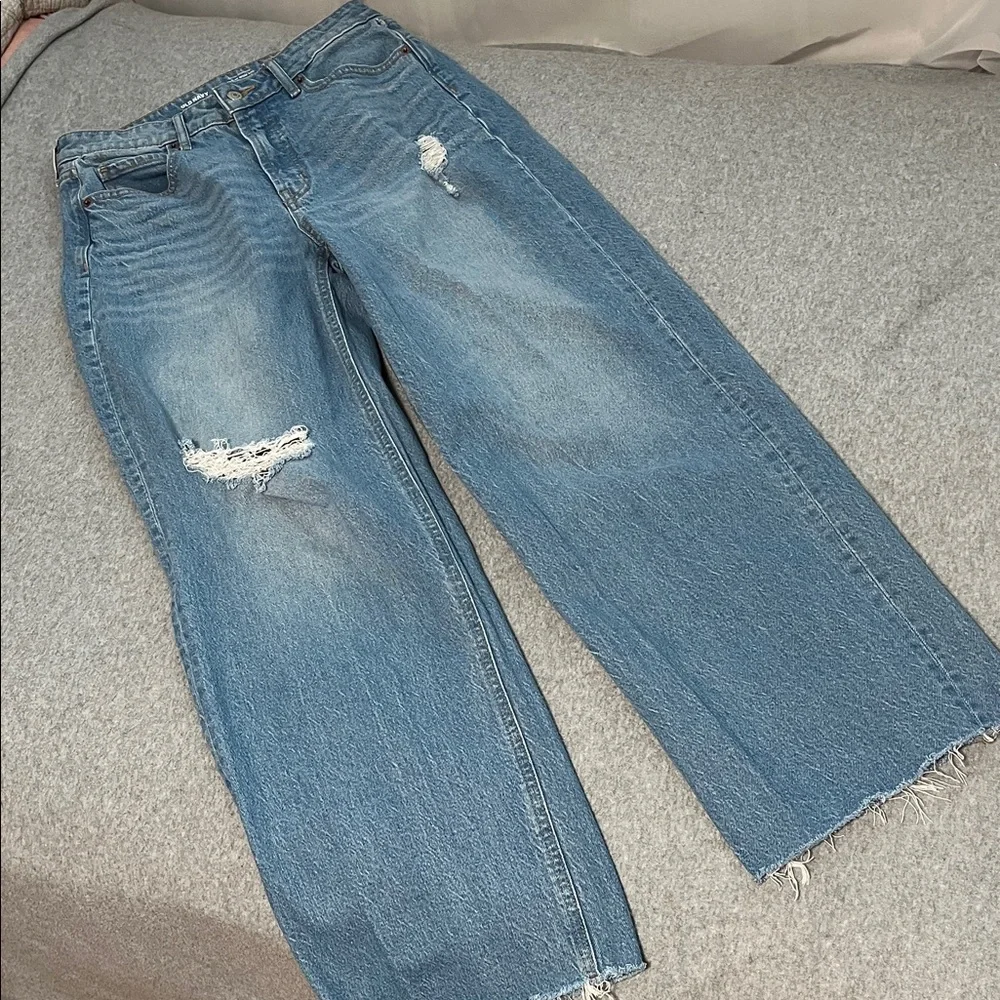 Old Navy Sky Hi Wide Leg Jeans Womens Size 6 High Waisted Grunge Skater Festival